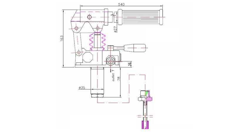 ROČNA ČRPALKA 12CC -DD- DVOSMERNA - dimenzije
