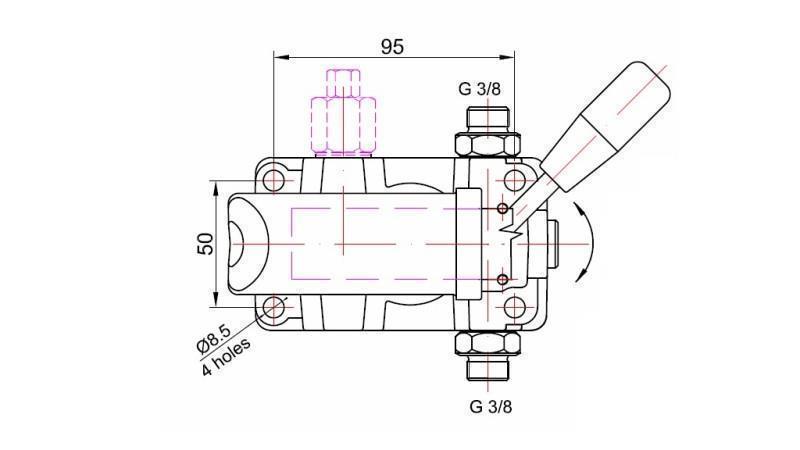 BOMBA MANUAL 25CC -DD- DIRECCIÓN DOBLE - dimensiones