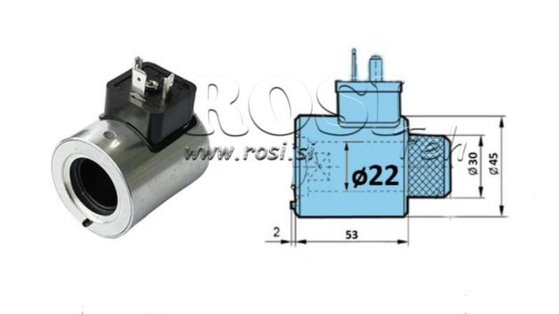 ELEKTROMAGNETSPULE 220V AC FÜR VENTIL CETOP - fi 22mm-53mm 29W