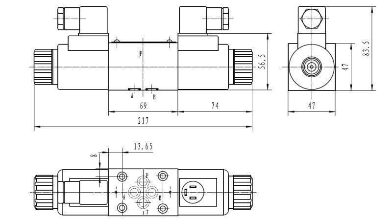 HIDRAULIKUS ELEKTRO MÁGNESES SZELEP KV-4/3 CETOP 3 12/24/230V N3