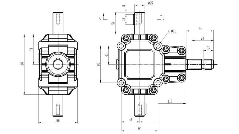 WINKELGETRIEBE PTO 1:1,9 (14HP-10kW) ECO