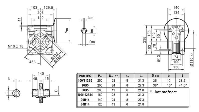 PMRV-90 REDUKTOR PRE ELEKTROMOTOR MS90 (1,1-1,5kW) POMER 40:1