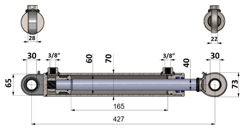 HYDRAULICKÝ VÁLEC 60/40-165 S PŘEPÍNAČÍM VENTILEM – PLUH NA ZPRACOVÁNÍ PŮDY