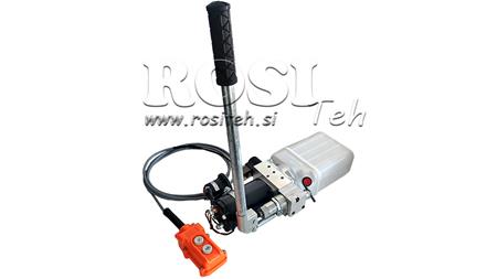 MINI HYDRAULIC POWER-PACK 24V DC - 0,8kW = 0,5cc - 1,5 lit - one way assembly (PVC) with HAND PUMP
