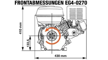 BENZINMOTOR EG4-270cc-6,56kW-8,92HP-3.600 U/min-H-KW25x88.2-manueller start