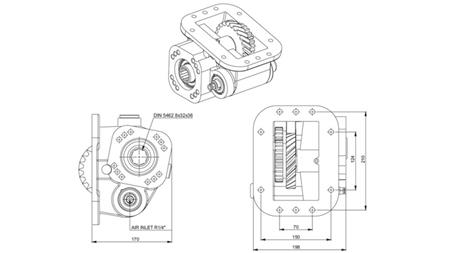 Afmetingen UITGANG VOOR HYDRAULISCHE POMP - SCANIA GRS 900