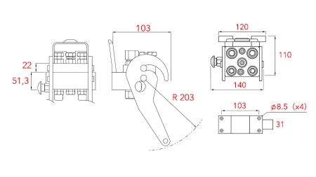 MULTI-FASTER COUPLING 3 WAY BSP 1/4 FIXED PART