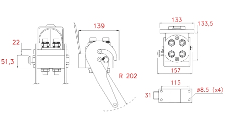 MULTI-FASTER KOBLING 4-VEJS BSP 3/8 FAST DEL