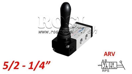 PNEUMATICKÝ RUKOVÄŤ 5/2 1/4 PRT-0852-ARV NÁVRAT S PRUŽINOU