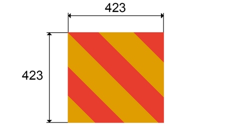 ALU WARNUNGSSCHILD FÜR FAHRZEUGE UND ANHÄNGER DIM.423X423MM