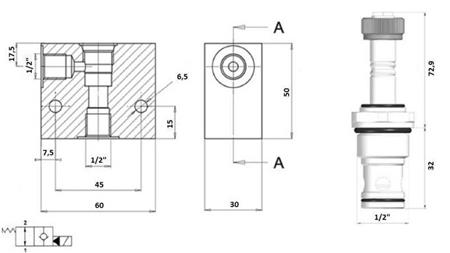 2 wegeventil 1/2 (NO) 24V - 60lit