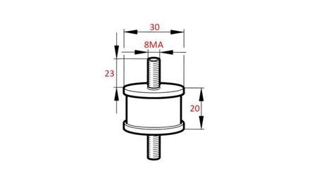 SILENT BLOCKS WITH SCREW ON BOTH SIDES 8MA