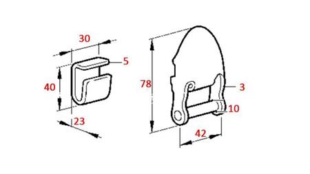 BORDWANDSCHARNIER FÜR ANHÄNGER ABNEHMBAR C-FORM 42mm