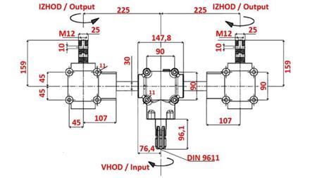 WINKELGETRIEBE KOMPLET 1:1,3 (27 PS-16kW) FÜR MISTSTREUER L-450 GUßGEHÄUSE