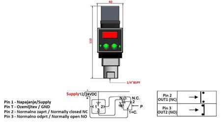 ELECTRIC PRESSURE SWITCH FL55 0-200 BAR (MAX.500BAR)