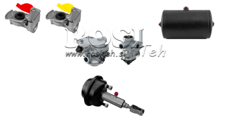 SADA VZDUCHOVÝCH-HYDRAULICKÝCH BRZD PRO PŘÍVĚS KOMPLETNÍ DVOJITÝ OKRUHOVÝ SYSTÉM 1 VÁLEC