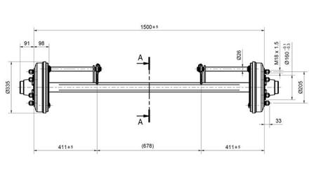 ASSE DEL RIMORCHIO 4800kg CON FRENI (1500 mm)