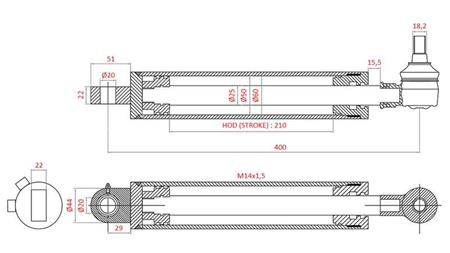 HYDRAULISK STYRESYLINDER FIAT-NEW HOLLAND OEM-5113093, 5113130, 5113131, 5123968, 5125260, 5140