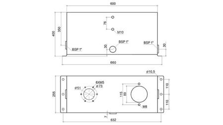 SERBATOIO IN METALLO 45 LITRO CUBO 400x255x600mm COMPLETO DI ATTREZZATURA