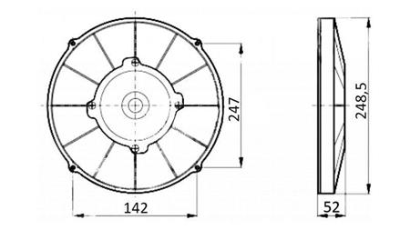 AXIAL LÜFTER - VENTILATOR 255 mm - ABLEITEND 12V