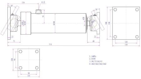 TELESCOPIC CYLINDER 4 EXTENSIONS  1050mm K4B-7T