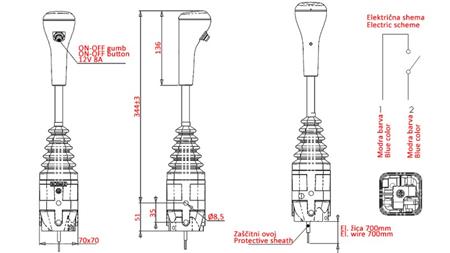 JOYSTICK INDEMAR FÜR SEIL MIT GABEL - 1x TASTE