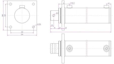 HYDRAULIKZYLINDER MIT MONTAGE PLATTE 110/70-1100