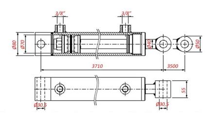 HYDRAULIC CYLINDER FOR WRECKER TOW TRUCK 70/40 - 3500 mm