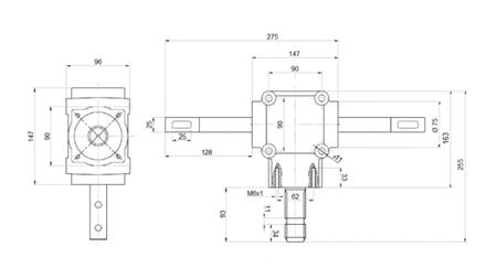 RIDUTTORE D'ANGOLO DOPPIO ASSE 1: 1,14 (16,5HP-12kW)