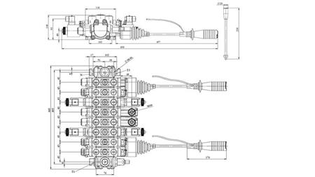 ХИДРАВЛИЧЕН ВЕНТИЛ HIAB 8xPC70   2x ДЖОЙСТИК - ЕЛЕКТРИЧЕСКО УПРАВЛЕНИЕ 12V