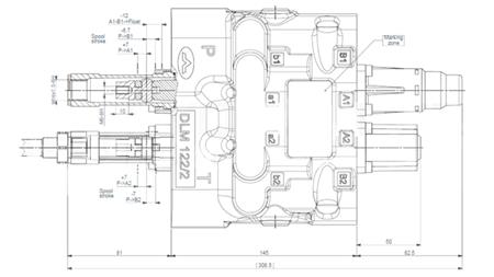 HÜDRAULILINE KONTROLLKLAPP DLM-122/2 2XP80 L/MIN KOORMUSE TUVASTAMISEGA FLOAT FUNKTSIOONIGA