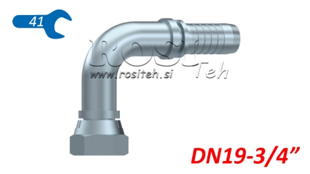 HYDRAULISCHER ANSCHLUSS BSP WEIBLICH KNIE 90° DN19-3/4