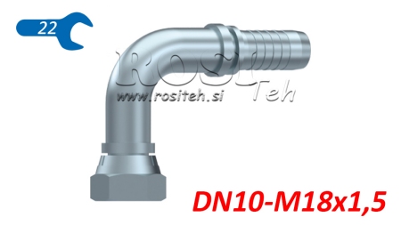 HYDRAULISK FORBINDELSE BSP HUN ELBOW 90° DN10-M18X1,5