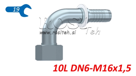 HYDRAULICKÁ PRÍPOJKA DKOL 10 L SAMICA KOLENO 90° DN6–M16×1,5