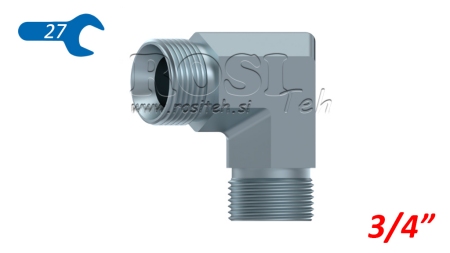 HYDRAULIK KNIE 90°BSP KURZ MÄNNLICH-MÄNNLICH 3/4
