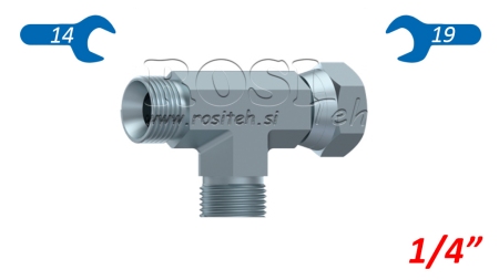 T-STÜCK MIT SEITLICHDREHENDE MUTTER 1/4