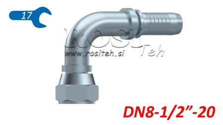 HYDRAULISCHER ANSCHLUSS DKJ JIC74° WEIBLICH KNIE 90° DN8-1/2-20