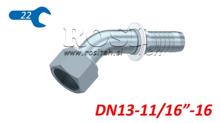 POŁĄCZENIE HYDRAULICZNE DKORFS ŻEŃSKI ŁUK 45° DN13-11/16-16
