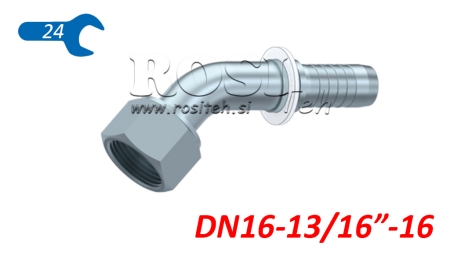 POŁĄCZENIE HYDRAULICZNE DKORFS ŻEŃSKI ŁUK 45° DN16-13/16-16