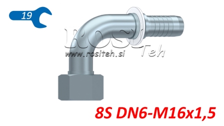 HYDRAULICKÁ PRÍPOJKA DKOS 8 S SAMICA KOLENO 90° DN6–M16×1,5