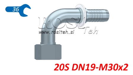 RACCORD HYDRAULIQUE DKOS 20 S COUDE FEMELLE 90 DN19-M30X2