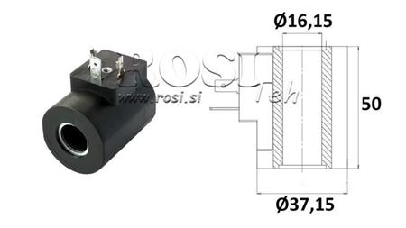 ELEKTROMAGNETSPULE 12VDC -SAE10 - fi 16,5mm-50mm 26W IP65