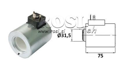 EL. MÁGNESES TEKERCS 12V DC  SZELEP CETOP 5 - fi 31,4mm-75mm 37W IP65