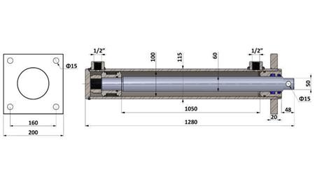 CYLINDRE HYDRAULIQUE POUR FENDRE LE BOIS AVEC PLAQUE DE MONTAGE 100/60-1050