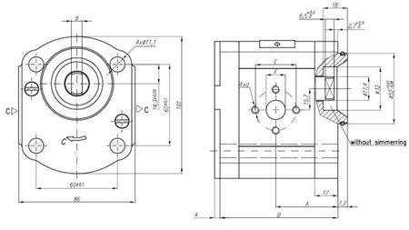 HIDRAVLIČNA ČRPALKA 20C16X066 REAR GR.2 16 CC DESNA-dimenzije