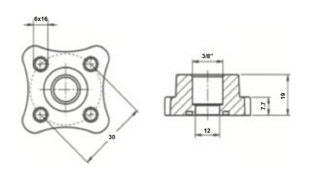 ALUMINIUMPUMPE ANSCHLUSS FÜR SCHLAUCH 3/8 - GERADEFLANSCH fi 30