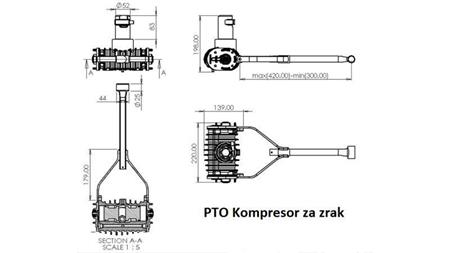 Abmessungen des Traktorkompressors