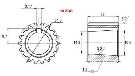 OZUBENO KOLO PTO GR.3 - GR.2 Z18