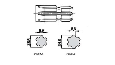 ZAPFWELLEN ANSATZ MIT STIFT iz 1”3/8  na 1”1/8