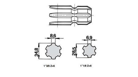 ATTACCAMENTO CARDANICO ADATTATORE da 1''1/8 su 1''3/8 L-76mm